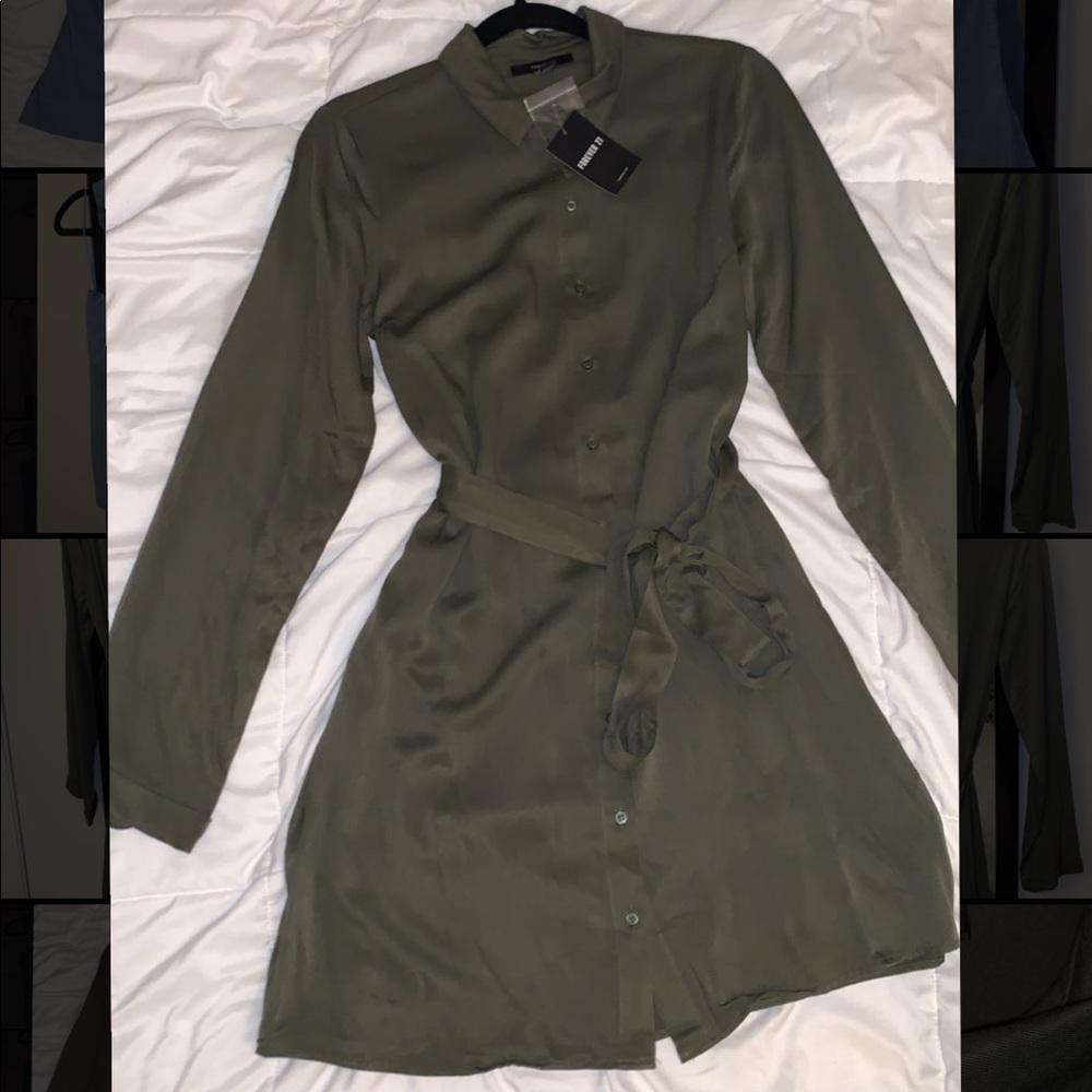 Olive Woven Long Sleeve Dress!!!
